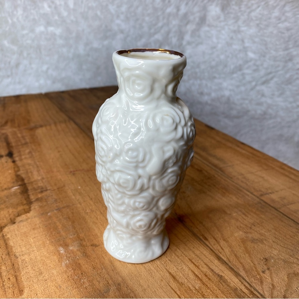 Vintage Porcelain Rose Embossed Bud Vase